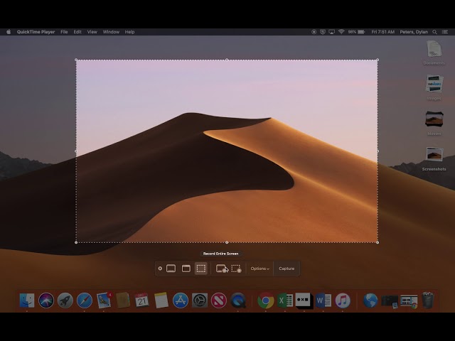 macOS Screenshot toolbar with recording mode icons highlighted