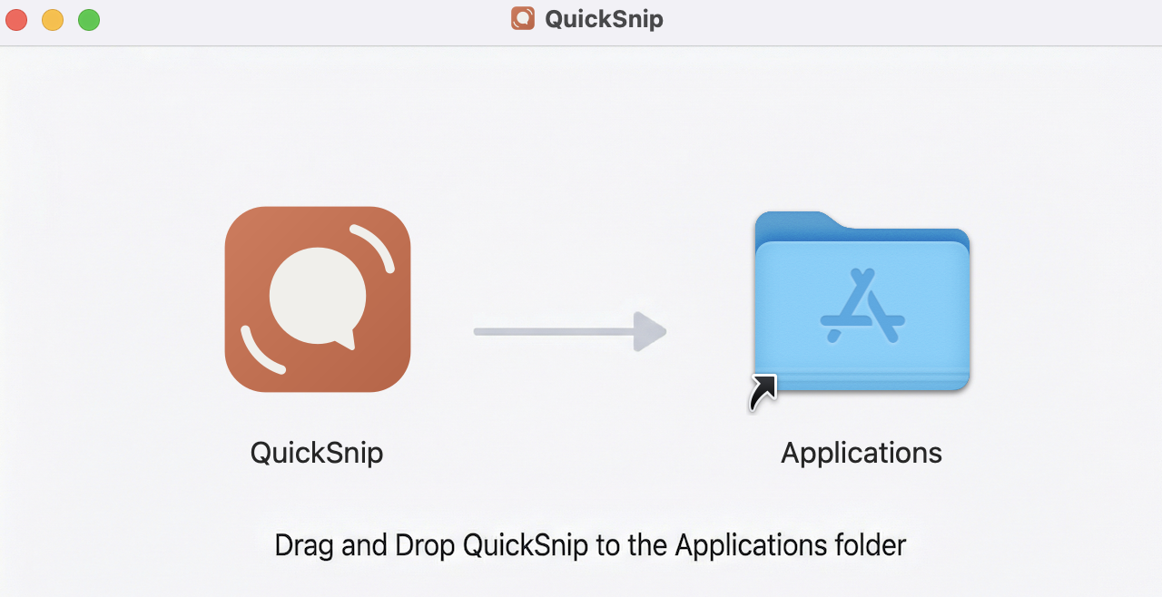 QuickSnip DMG installer on macOS